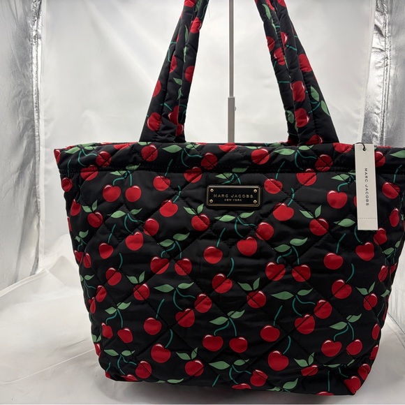 Marc Jacobs Handbags - Marc Jacobs Black Cherry Print Quilted Large Tote Bag NwT